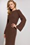 Long-Sleeve Crew Neck Textured Cable Knit Sweater Dress