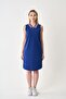 Women's Zippered Cobalt Blue Pique Dress