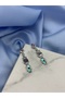 Silver Color Zircon Stone Element Dangle Earrings - 2