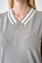 Women's Zippered Gray Melange Pique Dress - 4