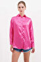 Women's Fuchsia Oversize Flowy Satin Surface Shirt Hzl23S-Bd139851 - 2