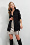 Women's Black Side Slit Drawstring Shirt Hzl23W-Bd1201321 - 2