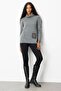 Women's Degaje Collar Pocket and Collar Crocheted Wool Sweater Smoked - 2