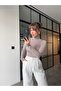 Stand-Up Collar Stone Transparent Blouse