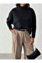 Women's Black Soft Camisole Fabric Stand Collar Batwing Sleeve Blouse - 2