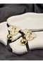 White Enameled Elephant Figured Gold Detailed Design Brand Model Hanging Steel Earrings - 3