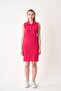 Women's Buttoned Fuchsia Pique Dress