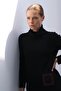 Women's Degaje Collar Pocket and Collar Crocheted Wool Sweater Black - 2