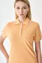Women's Orange Pique Dress with Ribbed Collar and Sleeves - 4