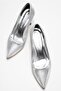 Women's Stiletto Shoes Silver Snake Glitter - 5