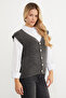Bearded Buttoned V-Neck Oversize Vest - 8