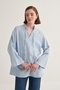 Women's Organic Cotton V-Neck Blouse Blue - 2