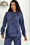 Women's Tie-Dye Patterned Hooded Modal Set with Kangaroo Pocket and Snap Detail - 8
