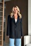 Black - Blue Striped Blazer Jacket - 9459 - 4
