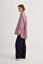 Women's Poplin Oversize Robe Shirt Striped Burgundy - 4
