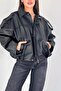 Zr Model Women's Bomber Striped Leather Jacket - 3
