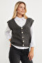 Bearded Buttoned V-Neck Oversize Vest - 3