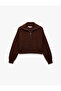 Half Zipper Collar Long Sleeve Hair Knit Textured Knitwear Sweater - 3