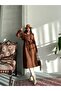 Women's Oversize Long Lined Belted Double Button Trench Coat - 6