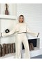 Knitwear Double Set with Contrast Detail in Beige - 6