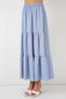 Women's Ice Blue Elastic Waist Ayrobin Long Skirt Hzl25S-Bd180481 - 4
