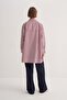 Women's Poplin Oversize Robe Shirt Striped Burgundy - 5