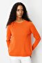 Women's Crew Neck Front and Mid-Sleeve Hair Knit Wool Sweater Orange