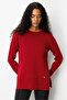 Women's Crew Neck Wool Sweater with Side Slits V.Çürüğü - 2