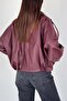 Zr Model Women's Bomber Striped Leather Jacket - 6