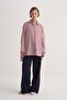 Women's Poplin Oversize Robe Shirt Striped Burgundy - 2