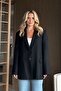 Black - Blue Striped Blazer Jacket - 9459 - 5