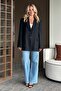 Black - Blue Striped Blazer Jacket - 9459 - 3