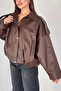 Zr Model Women's Bomber Striped Leather Jacket - 6