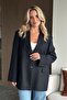 Black - Blue Striped Blazer Jacket - 9459