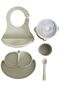 5-Piece Silicone Baby Feeding Set Mit Yeşili (Food Plate, Leak-Proof Bowl, Spoon, Cup, Bib)