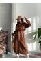 Women's Oversize Long Lined Belted Double Button Trench Coat - 3