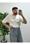 Gracht Men's White Oversize Basic T-Shirt Comfortable Cut Suitable for Daily Outfits Summer Tshirt - 3