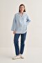 Women's Organic Cotton V-Neck Blouse Blue - 3