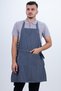Striped Buttoned Apron with Adjustable Back Pocket - 2