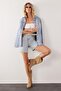Women's Regular Fit Classic Cut Cotton Light Blue Jean Denim Shorts - 5