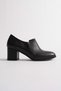 Women's Genuine Leather Zipper Detailed Stylish Heeled Shoes - Black - 3