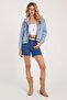 Women's Regular Fit Classic Cut Cotton Blue Jean Denim Shorts - 4