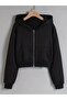 Women's Cropped Zip-Up Hooded 3 Thread Fleece Fall/Winter Short Jacket/Sweatshirt
