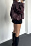 Luvren Burgundy Street Style Bomber Zr Leather Jacket - 8