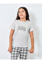Teen Grey Slogan T-Shirt and Checked Pyjama Set - 2