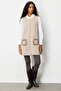 Women's Crew Neck Pocket Crochet Long Wool Vest K.Beige - 5