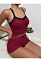Women's Lace Detailed Ribbed Shorts Two-Piece Set - 4