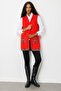 Women's Polo Neck Hem Kilim Patterned Long Wool Vest Coral - 4