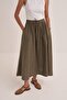 Women's Organic Cotton Stitching Detailed Skirt Brown - 2