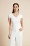 Solid V-Neck Short Sleeve Top